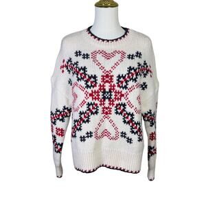 Primark Crewneck Hearts Pullover Long Sleeve Sweater US Women's S